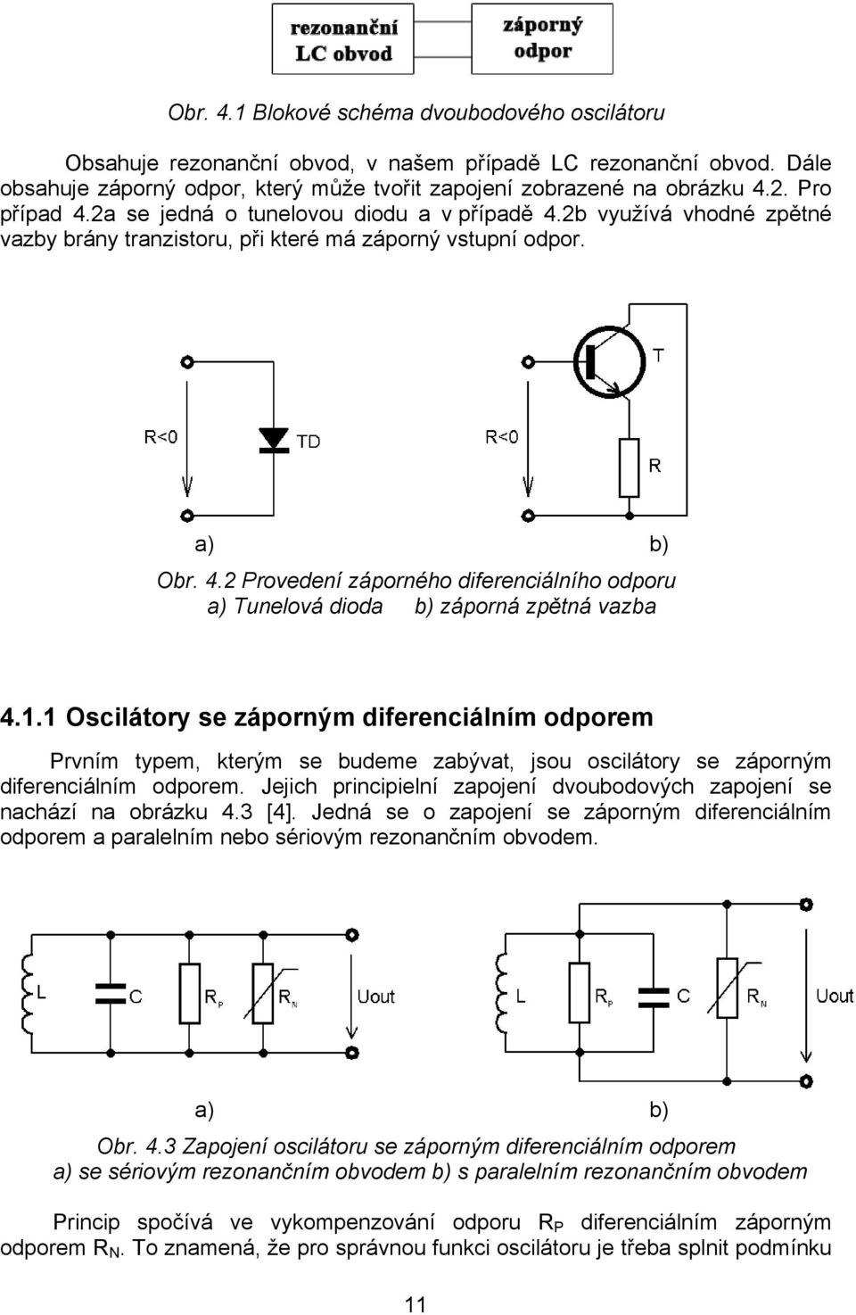 1.1 Oscilátory se záporným diferenciálním odporem Prvním typem, kterým se budeme zabývat, jsou oscilátory se záporným diferenciálním odporem.