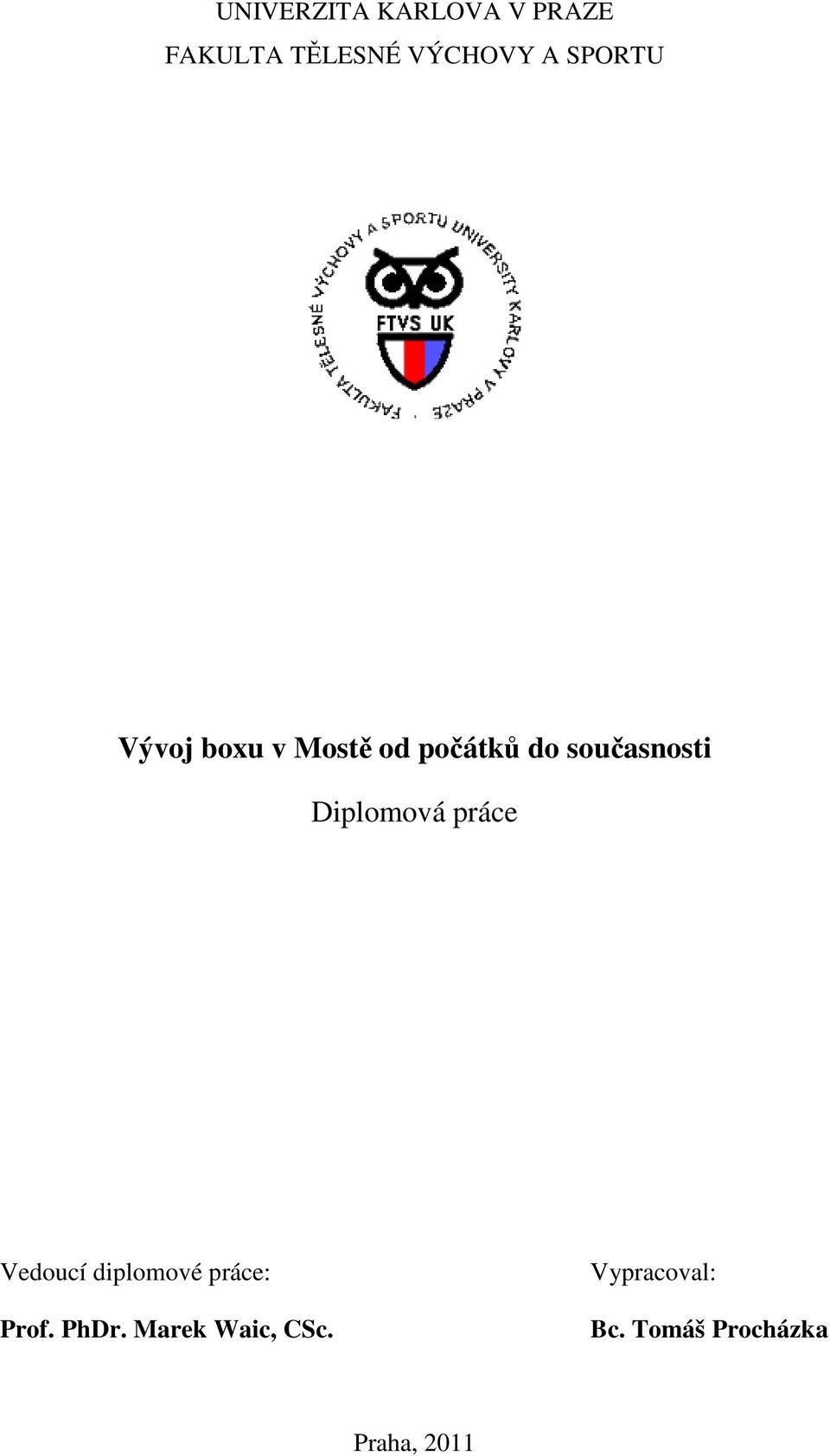Diplomová práce Vedoucí diplomové práce: Prof. PhDr.