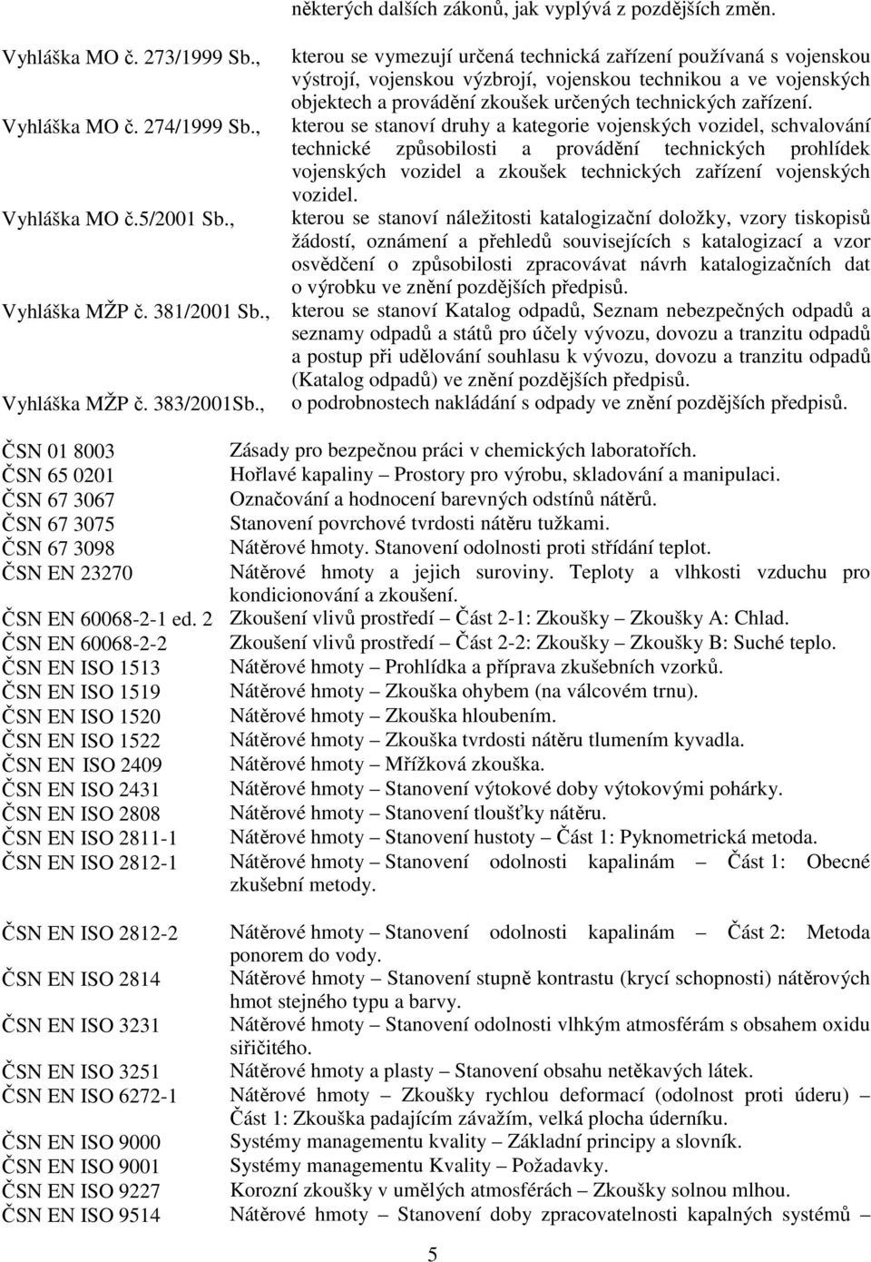 kterou se stanoví druhy a kategorie vojenských vozidel, schvalování technické způsobilosti a provádění technických prohlídek vojenských vozidel a zkoušek technických zařízení vojenských vozidel.