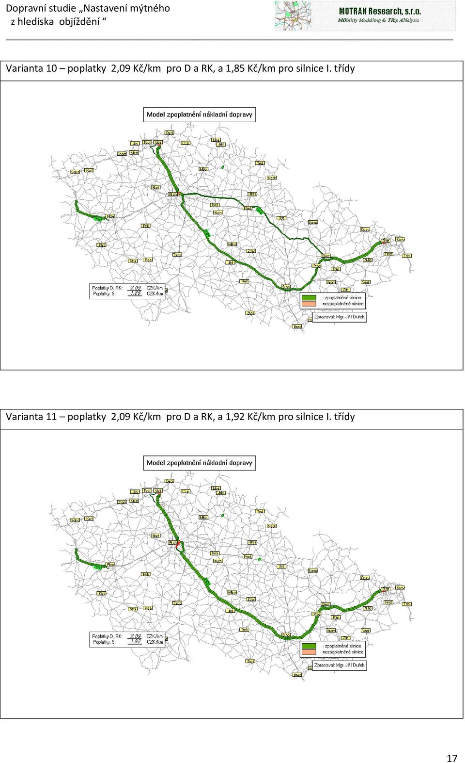 třídy Varianta 11 poplatky 2,09 Kč/km