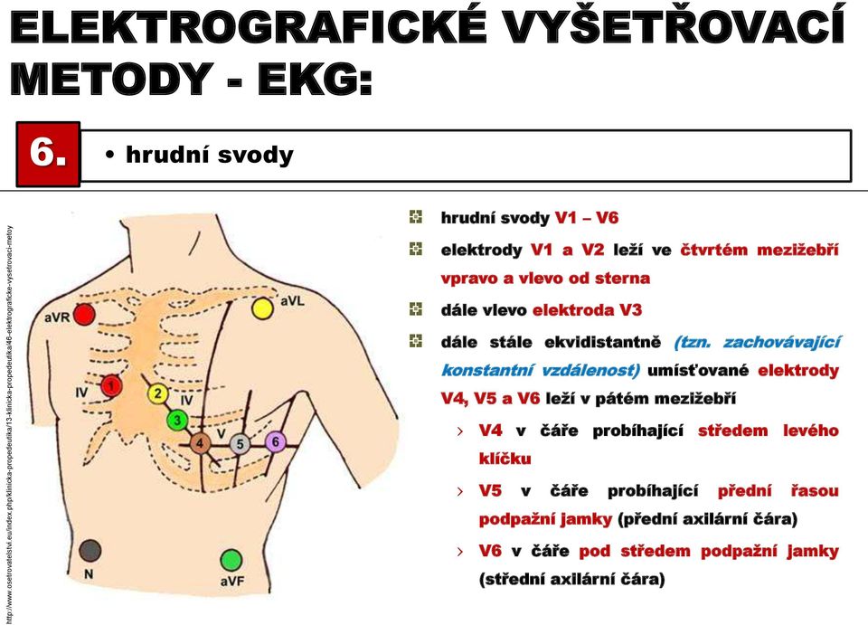 hrudní svody hrudní svody V1 V6 elektrody V1 a V2 leží ve čtvrtém mezižebří vpravo a vlevo od sterna dále vlevo elektroda V3 dále stále