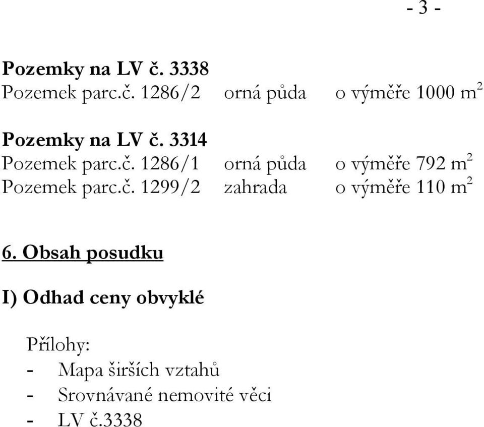 Obsah posudku I) Odhad ceny obvyklé Přílohy: - Mapa širších vztahů -