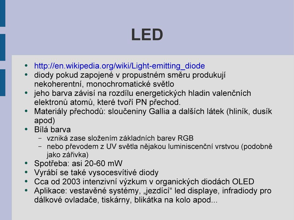 valenčních elektronů atomů, které tvoří PN přechod.