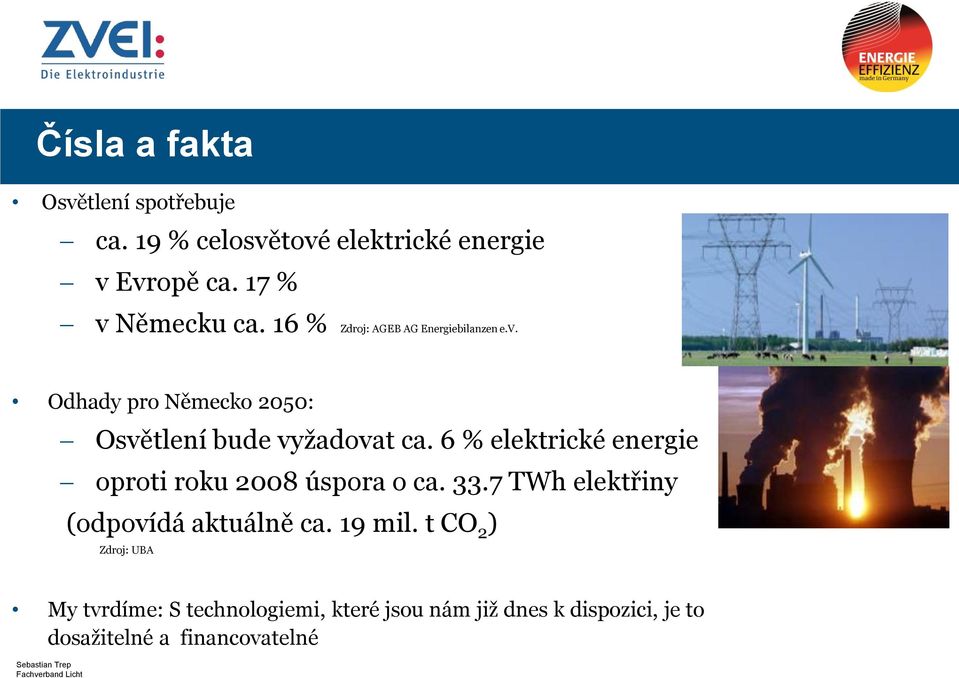 6 % elektrické energie oproti roku 2008 úspora o ca. 33.7 TWh elektřiny (odpovídá aktuálně ca. 19 mil.