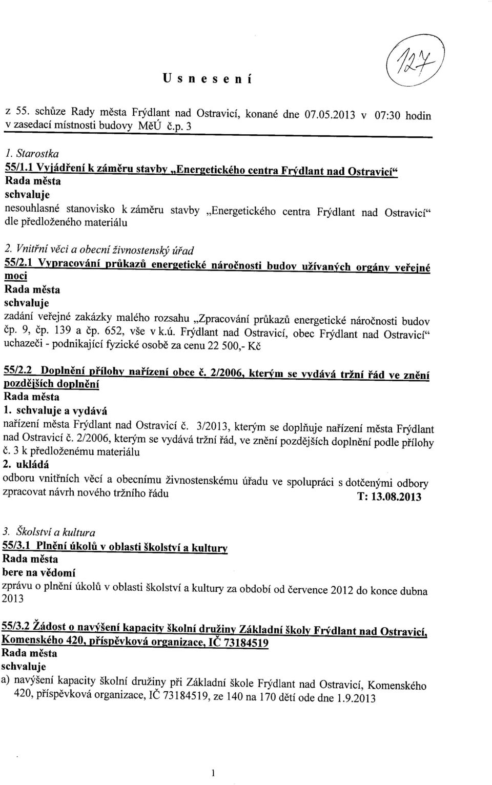 Vnitrni veci a obecni zivnostensky urad 55/2.