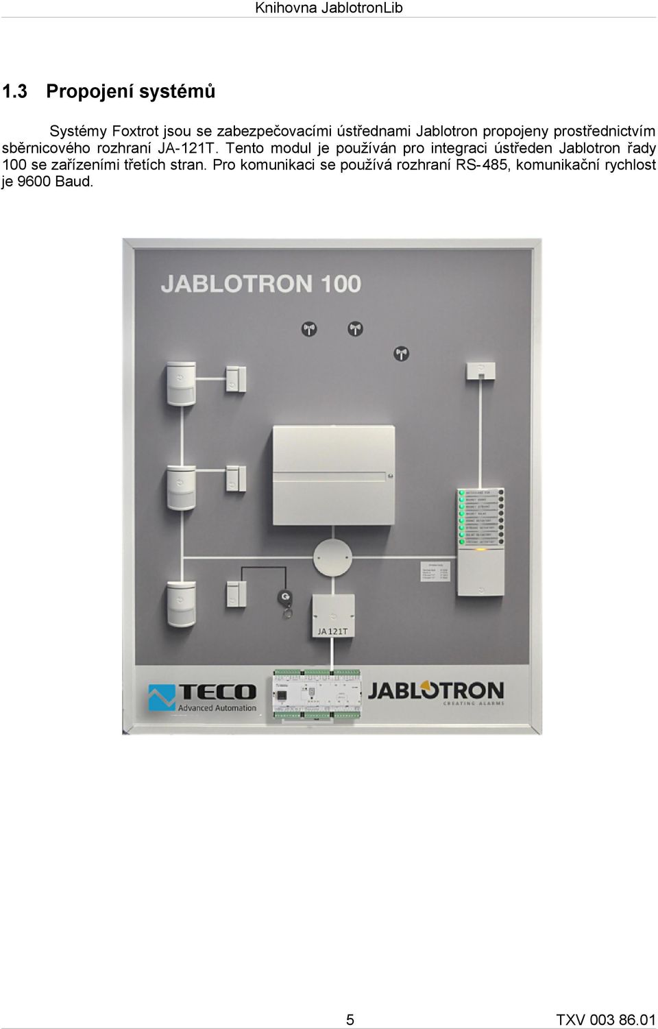 Tento modul je používán pro integraci ústředen Jablotron řady 100 se zařízeními