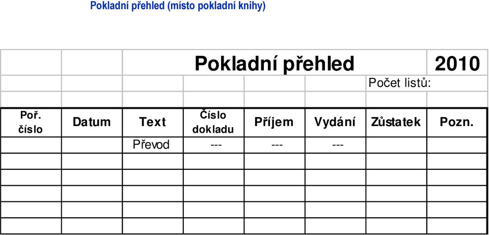 číslo Datum Text Číslo dokladu Převod