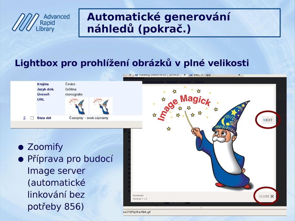 velikosti Zoomify Příprava pro budocí