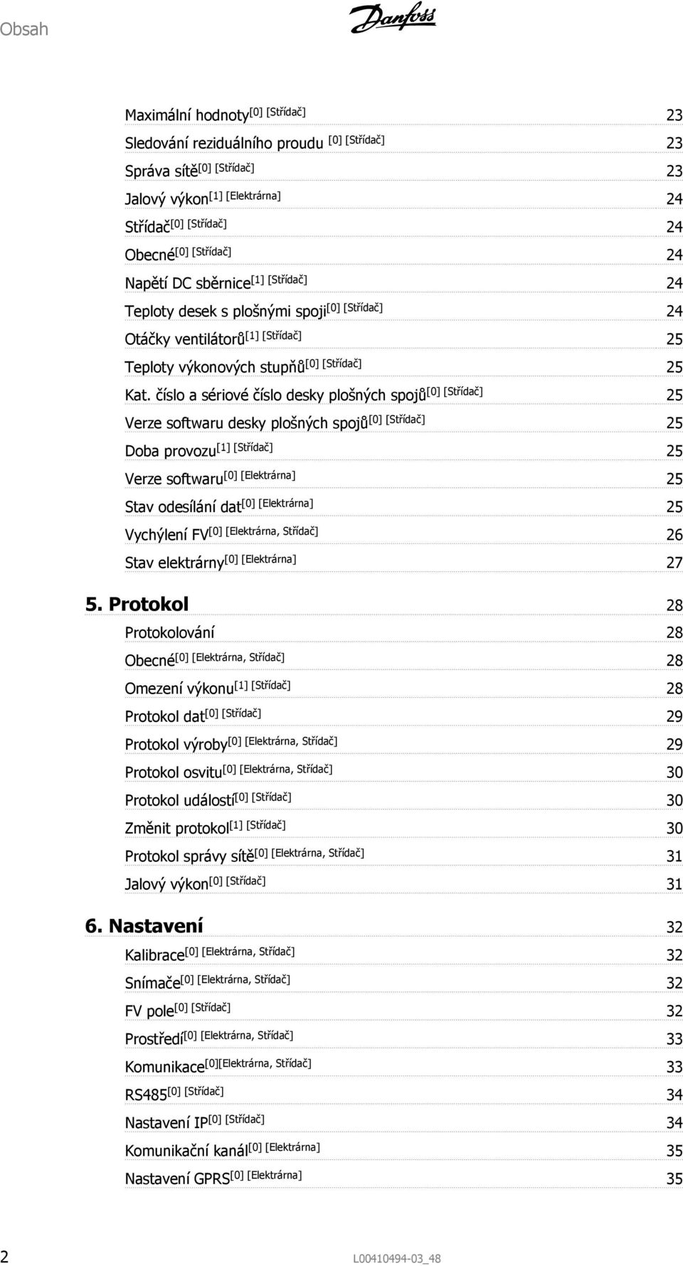 číslo a sériové číslo desky plošných spojů [0] [Střídač] 25 Verze softwaru desky plošných spojů [0] [Střídač] 25 Doba provozu [1] [Střídač] 25 Verze softwaru [0] [Elektrárna] 25 Stav odesílání dat