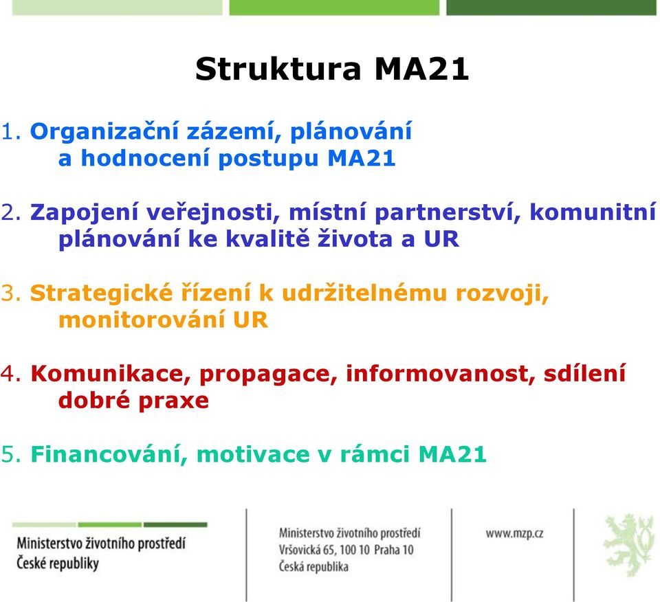 a UR 3. Strategické řízení k udržitelnému rozvoji, monitorování UR 4.