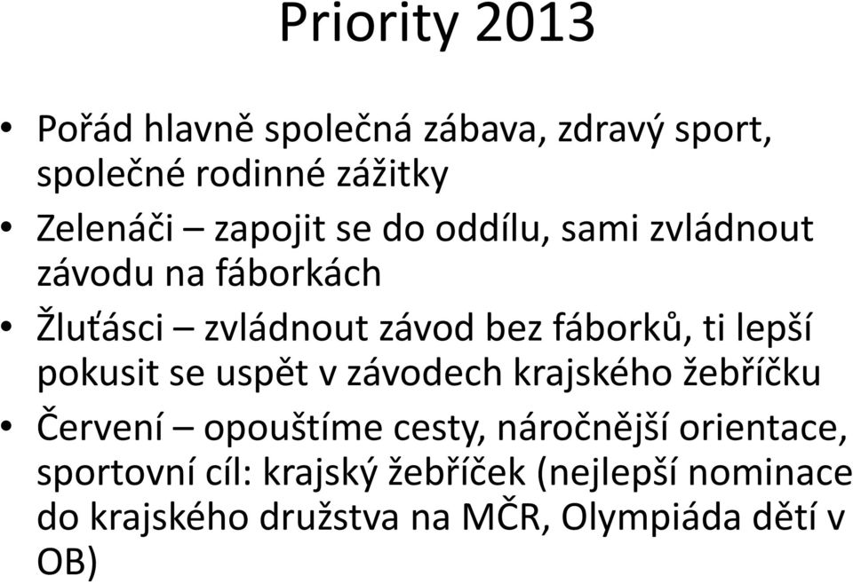 lepší pokusit se uspět v závodech krajského žebříčku Červení opouštíme cesty, náročnější