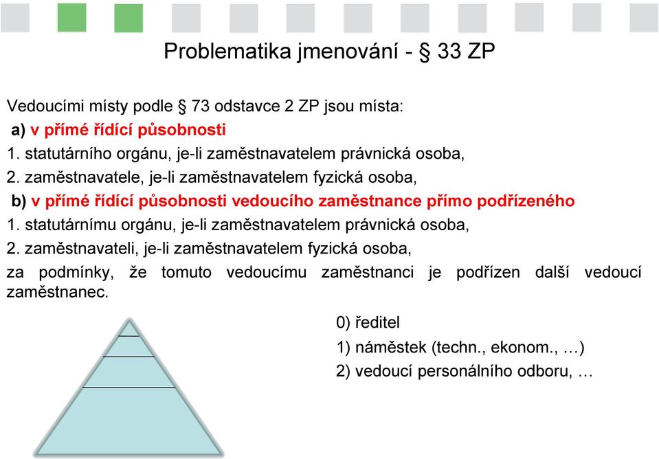 zaměstnavatele, je-li zaměstnavatelem fyzická osoba, b) v přímé řídící působnosti vedoucího zaměstnance přímo podřízeného 1.