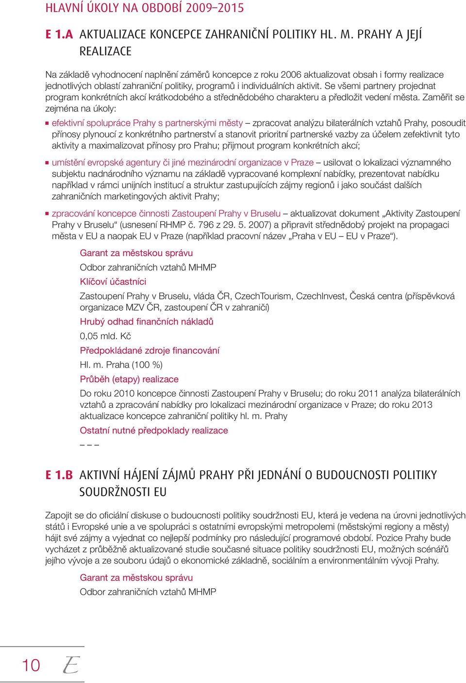 Se všemi partnery projednat program konkrétních akcí krátkodobého a střednědobého charakteru a předložit vedení města.