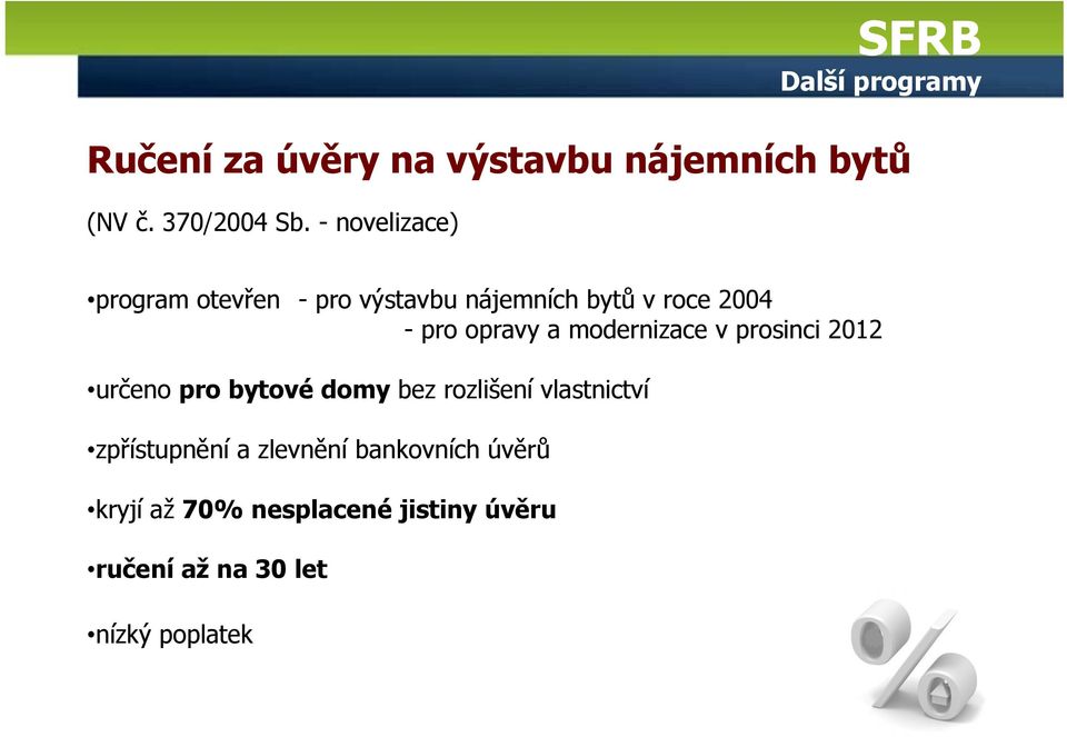 modernizace v prosinci 2012 určeno pro bytové domy bez rozlišení vlastnictví