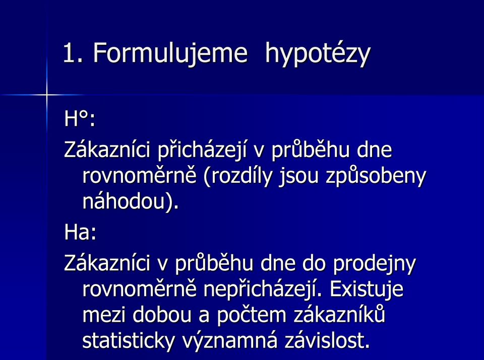 Ha: Zákazníci v průběhu dne do prodejny rovnoměrně