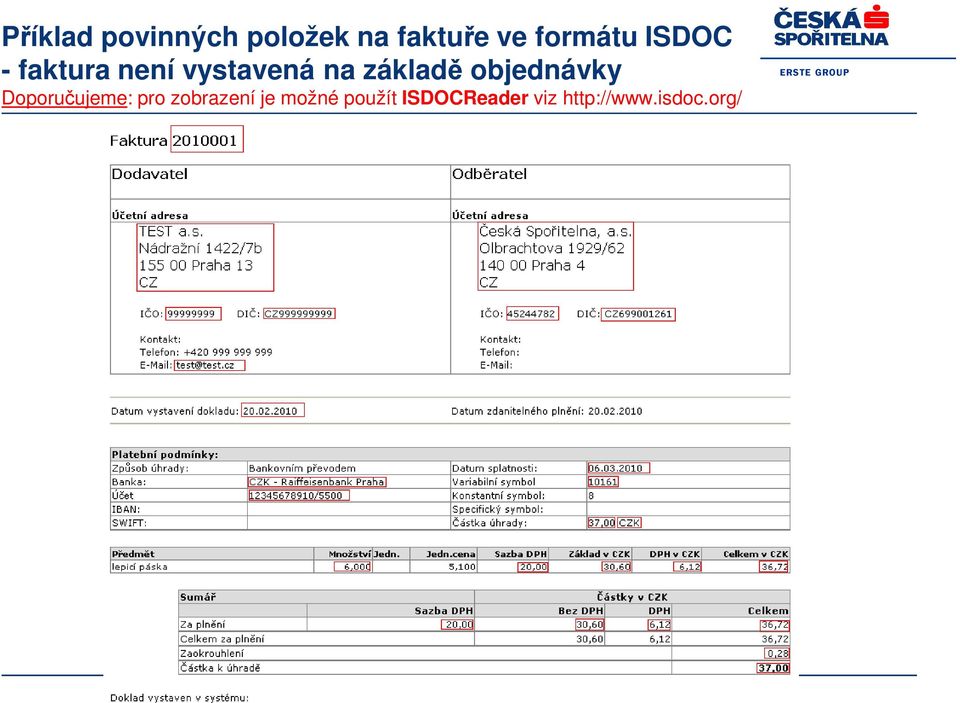 základě objednávky Doporučujeme: pro