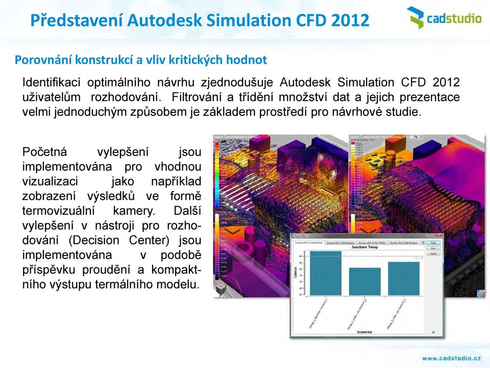 Filtrování a třídění množství dat a jejich prezentace velmi jednoduchým způsobem je základem prostředí pro návrhové studie.