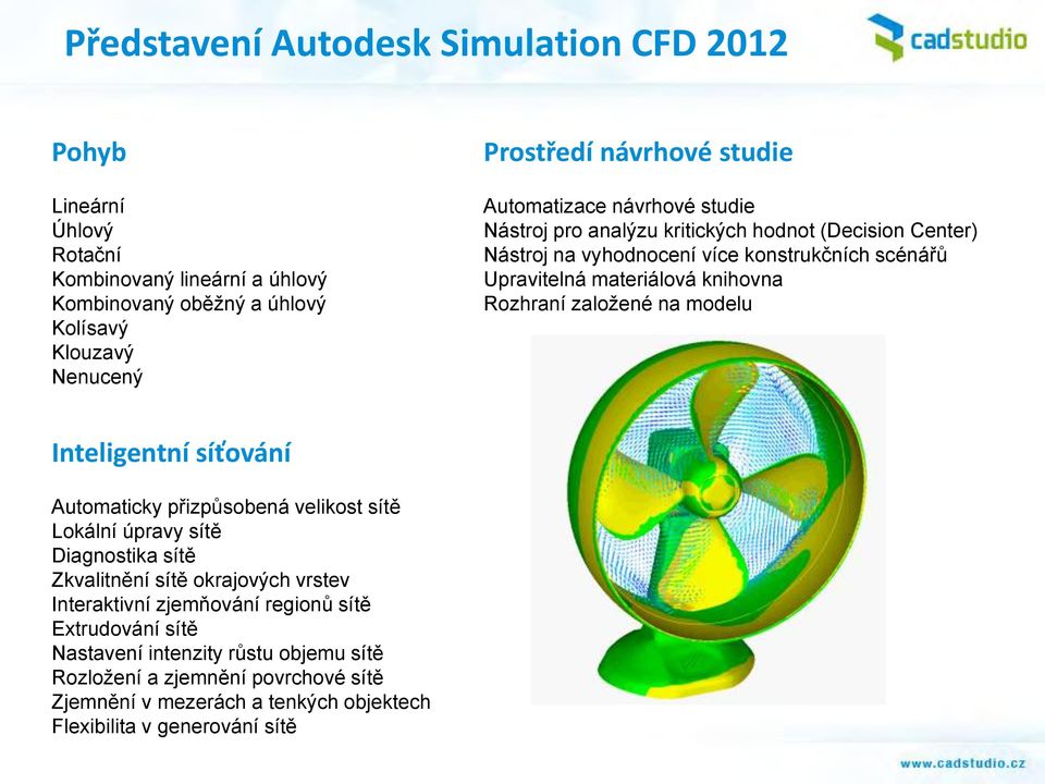 Rozhraní založené na modelu Inteligentní síťování Automaticky přizpůsobená velikost sítě Lokální úpravy sítě Diagnostika sítě Zkvalitnění sítě okrajových vrstev Interaktivní