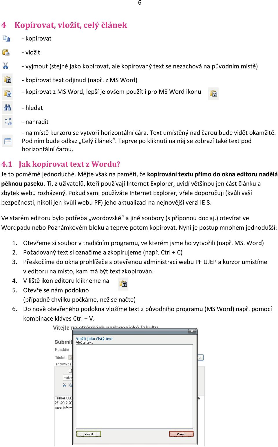 Pod ním bude odkaz Celý článek. Teprve po kliknutí na něj se zobrazí také text pod horizontální čarou. 4.1 Jak kopírovat text z Wordu? Je to poměrně jednoduché.