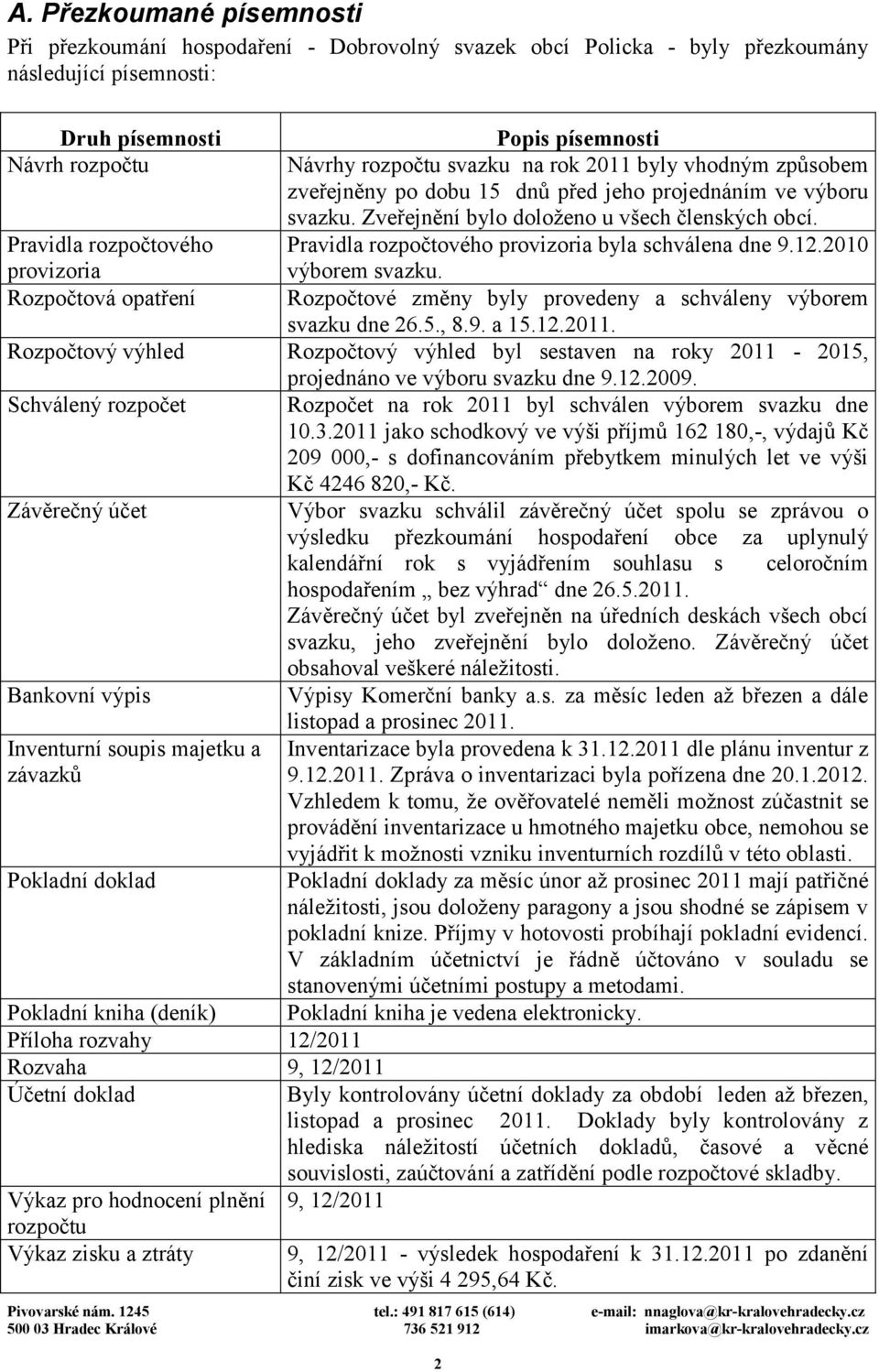 Pravidla rozpočtového provizoria Pravidla rozpočtového provizoria byla schválena dne 9.12.2010 výborem svazku. Rozpočtová opatření Rozpočtové změny byly provedeny a schváleny výborem svazku dne 26.5.