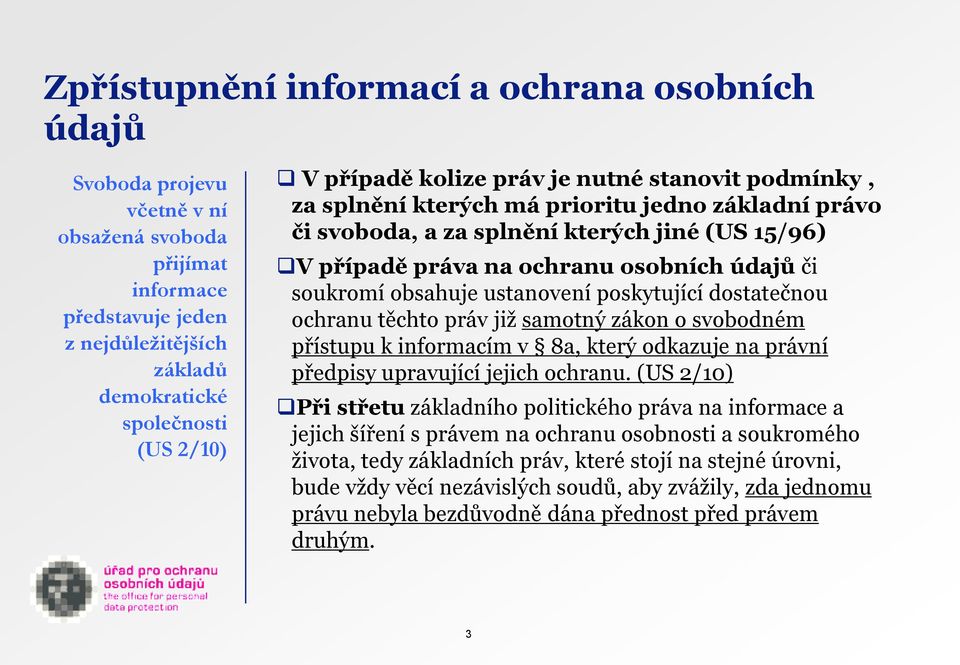 soukromí obsahuje ustanovení poskytující dostatečnou ochranu těchto práv již samotný zákon o svobodném přístupu k informacím v 8a, který odkazuje na právní předpisy upravující jejich ochranu.