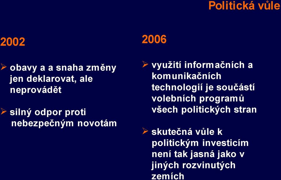 komunikačních technologií je součástí volebních programů všech politických