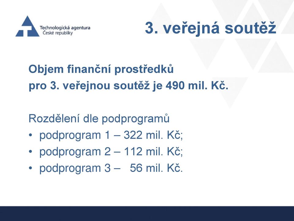 Rozdělení dle podprogramů podprogram 1 322 mil.