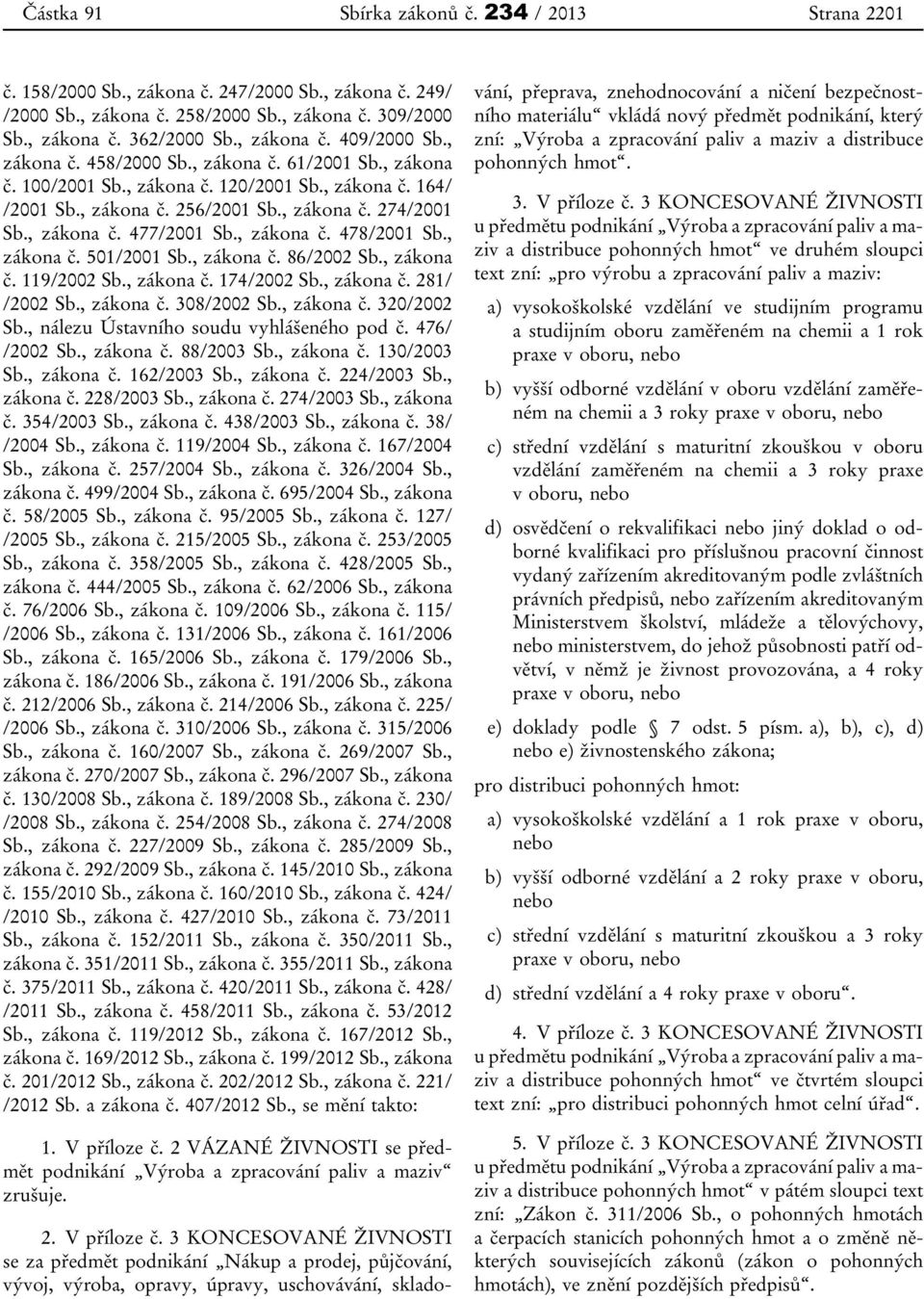 , zákona č. 478/2001 Sb., zákona č. 501/2001 Sb., zákona č. 86/2002 Sb., zákona č. 119/2002 Sb., zákona č. 174/2002 Sb., zákona č. 281/ /2002 Sb., zákona č. 308/2002 Sb., zákona č. 320/2002 Sb.