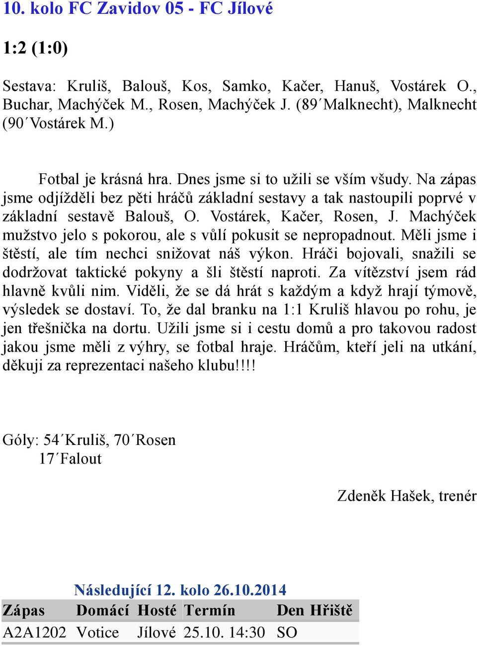 Machýček mužstvo jelo s pokorou, ale s vůlí pokusit se nepropadnout. Měli jsme i štěstí, ale tím nechci snižovat náš výkon. Hráči bojovali, snažili se dodržovat taktické pokyny a šli štěstí naproti.