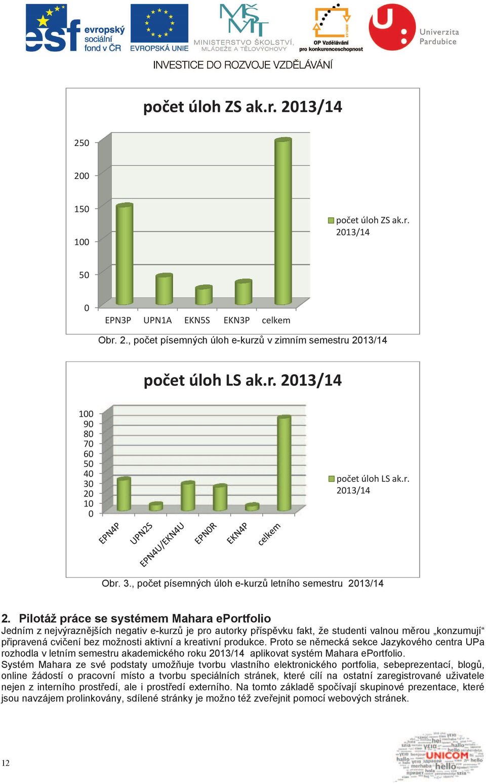 Pilotáž práce se systémem Mahara eportfolio Jedním z nejvýrazn jších negativ e-kurz je pro autorky p ísp vku fakt, že studenti valnou m rou konzumují p ipravená cvi ení bez možnosti aktivní a