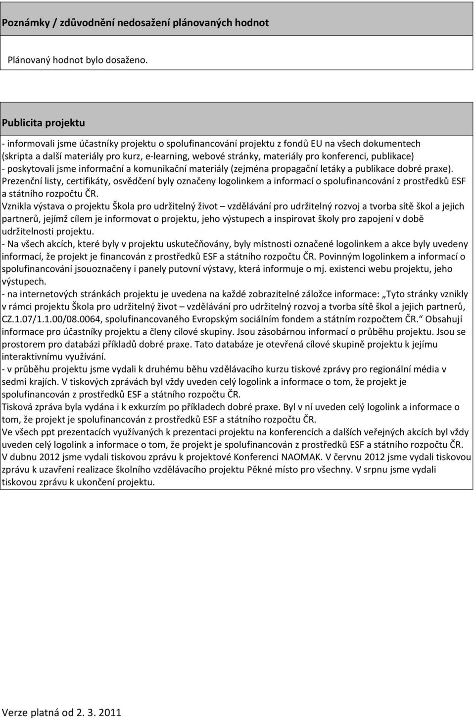 konferenci, publikace) - poskytovali jsme informační a komunikační materiály (zejména propagační letáky a publikace dobré praxe).