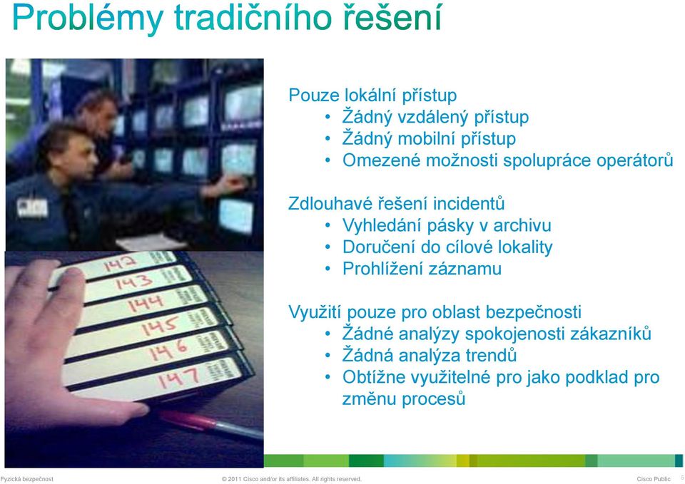 cílové lokality Prohlíţení záznamu Vyuţití pouze pro oblast bezpečnosti Ţádné analýzy
