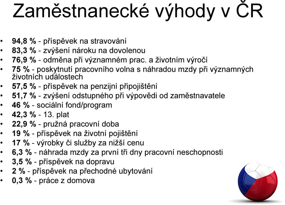 zvýšení odstupného při výpovědi od zaměstnavatele 46 % - sociální fond/program 42,3 % - 13.