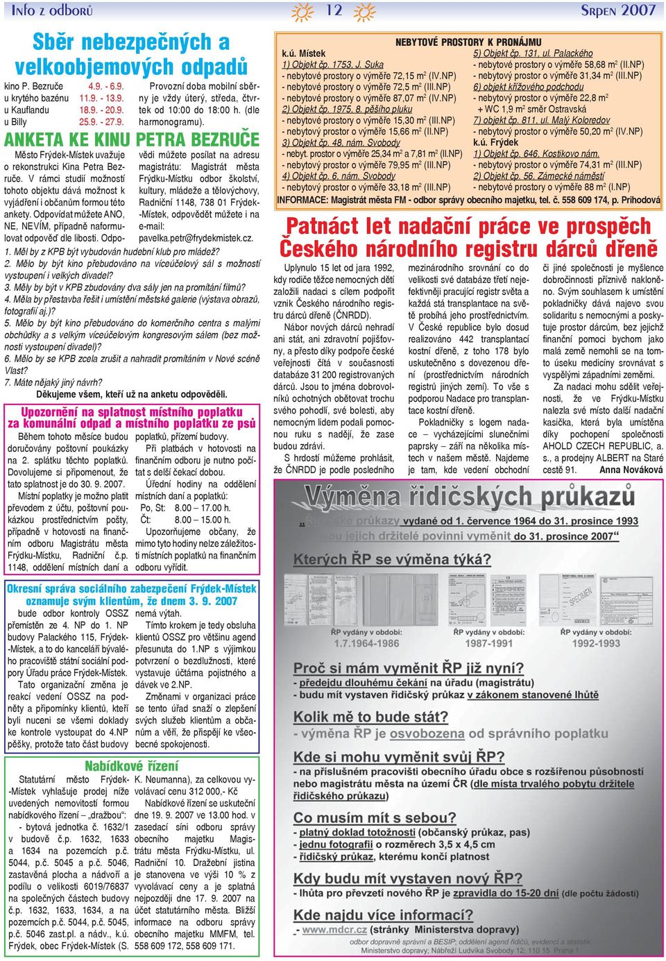 Odpo- Provozní doba mobilní sběrny je vždy úterý, středa, čtvrtek od 10:00 do 18:00 h. (dle harmonogramu).