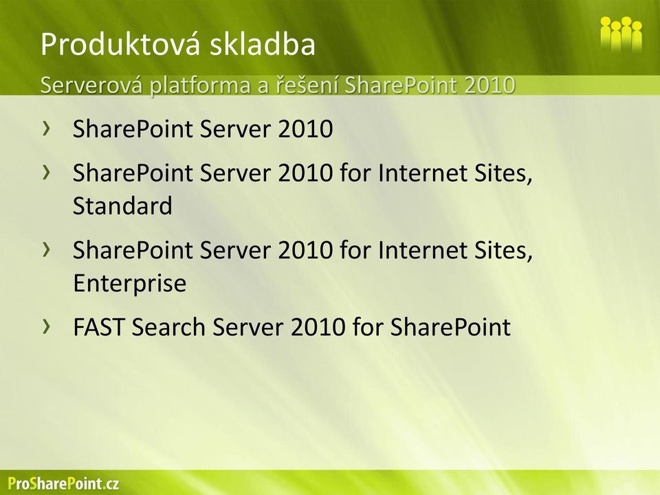 2010 for Internet Sites, Standard SharePoint Server 2010