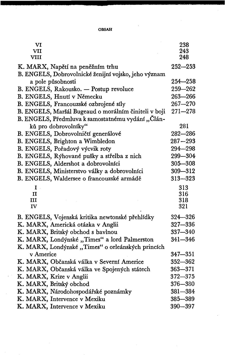 ENGELS, Brighton a Wimbledon B. ENGELS, Pořadový výcvik roty B. ENGELS, Rýhované pušky a střelba z nich B. ENGELS, Aldershot a dobrovolníci B. ENGELS, Ministerstvo války a dobrovolníci B.