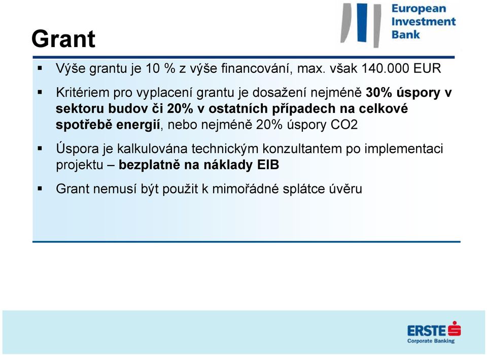 ostatních případech na celkové spotřebě energií, nebo nejméně 20% úspory CO2 Úspora je