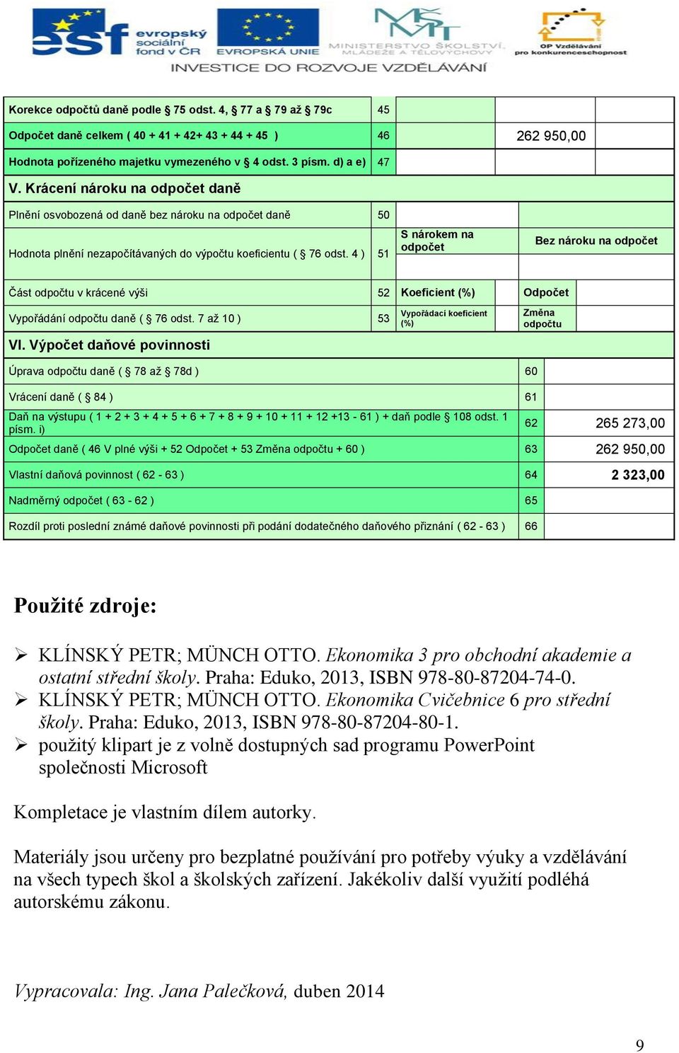 4 ) 51 S nárokem na odpočet Bez nároku na odpočet Část odpočtu v krácené výši 52 Koeficient (%) Odpočet Vypořádání odpočtu daně ( 76 odst. 7 až 10 ) 53 VI.