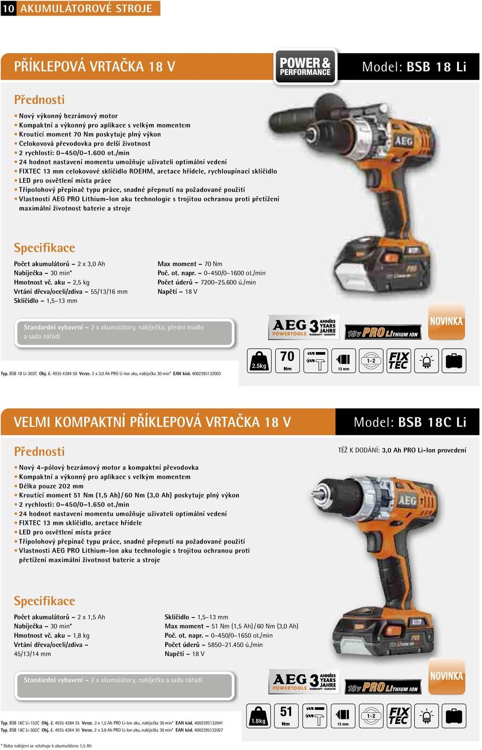 /min 24 hodnot nastavení momentu umožňuje uživateli optimální vedení FIXTEC 13 mm celokovové sklíčidlo ROEHM, aretace hřídele, rychloupínací sklíčidlo LED pro osvětlení místa práce Třípolohový