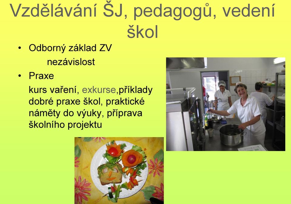 vaření, exkurse,příklady dobré praxe škol,