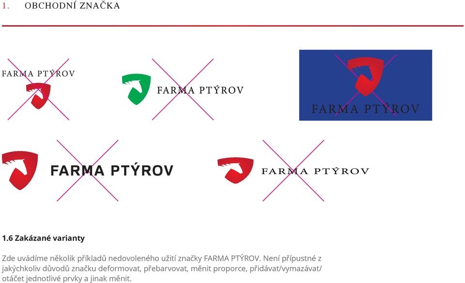 užití značky FARMA PTÝROV.