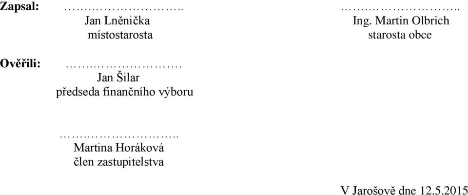 Ověřili:.. Jan Šilar předseda finančního výboru.