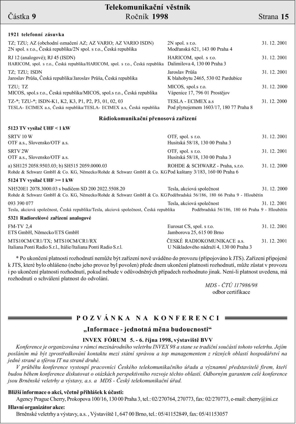 Ministerstvo dopravy a spojù ÈR - Èeský telekomunikaèní úøad - PDF Free  Download