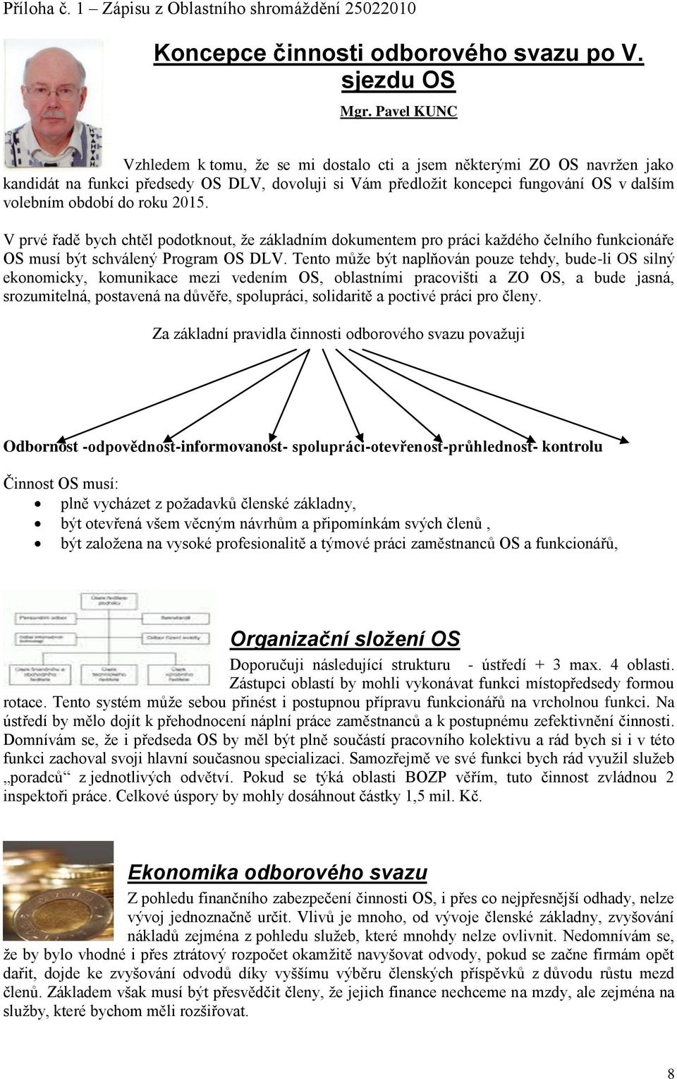 roku 2015. V prvé řadě bych chtěl podotknout, že základním dokumentem pro práci každého čelního funkcionáře OS musí být schválený Program OS DLV.