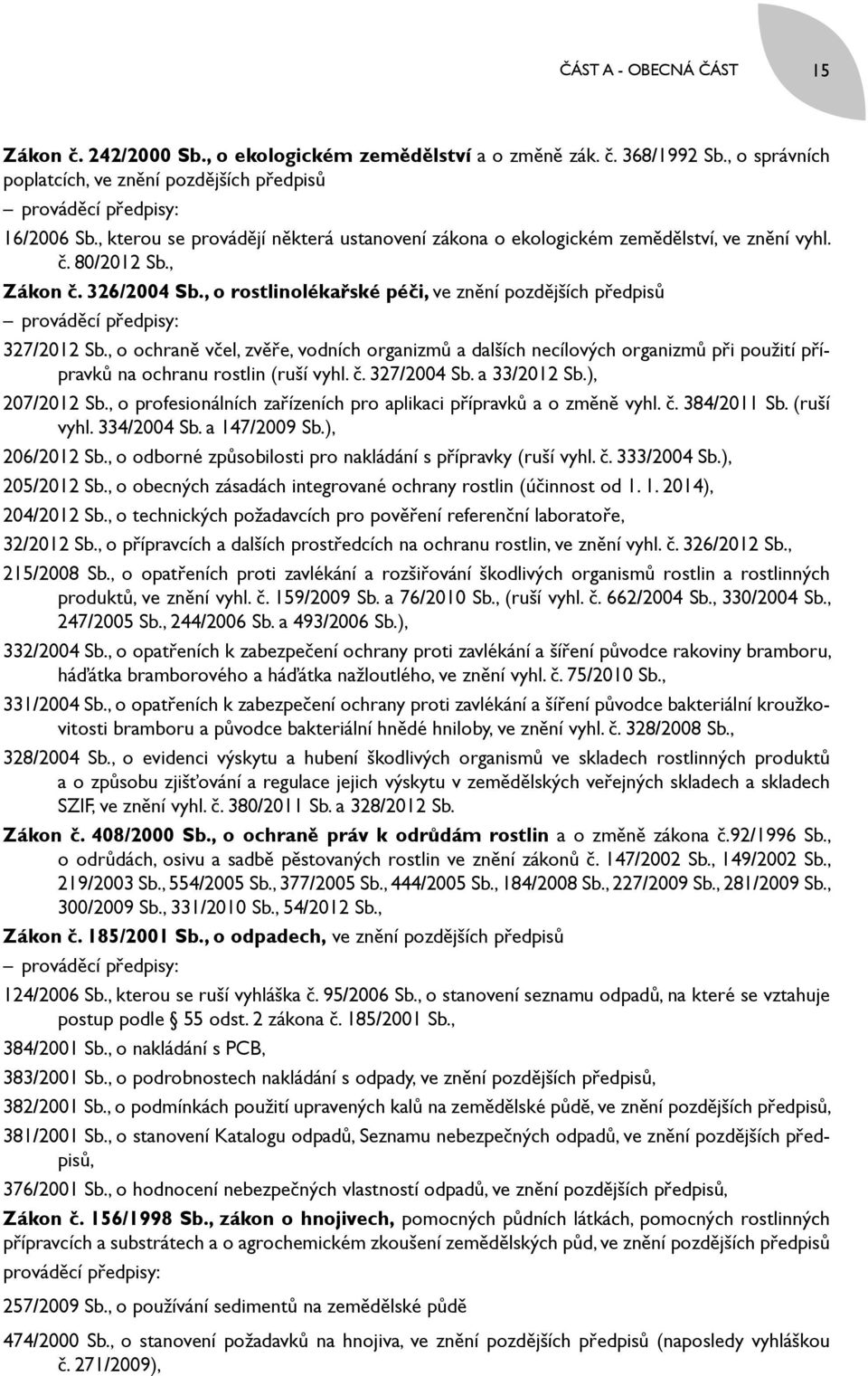 , o rostlinolékařské péči, ve znění pozdějších předpisů prováděcí předpisy: 327/2012 Sb.