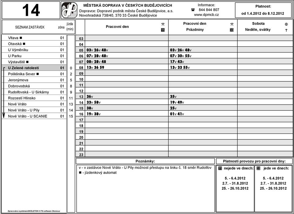 1 Dobrovodská 1 Rudolfovská - U Sirkárny 1 Rozcestí Hlinsko 1 Nové Vráto 1 Nové Vráto - U Pily 1 Nové Vráto - U SCANIE 1 2 8 9 3 6 3v 26v