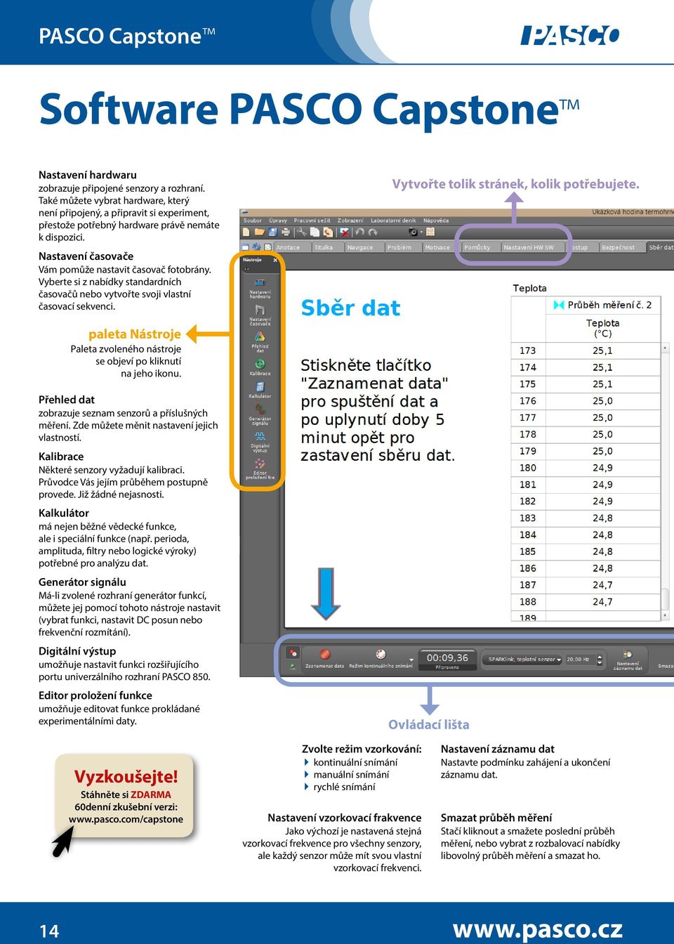 Vyberte si z nabídky standardních časovačů nebo vytvořte svoji vlastní časovací sekvenci. Vytvořte tolik stránek, kolik potřebujete.