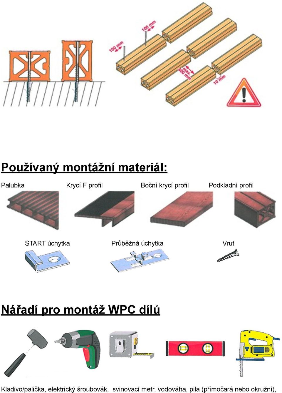 Vrut Nářadí pro montáž WPC dílů Kladivo/palička, elektrický