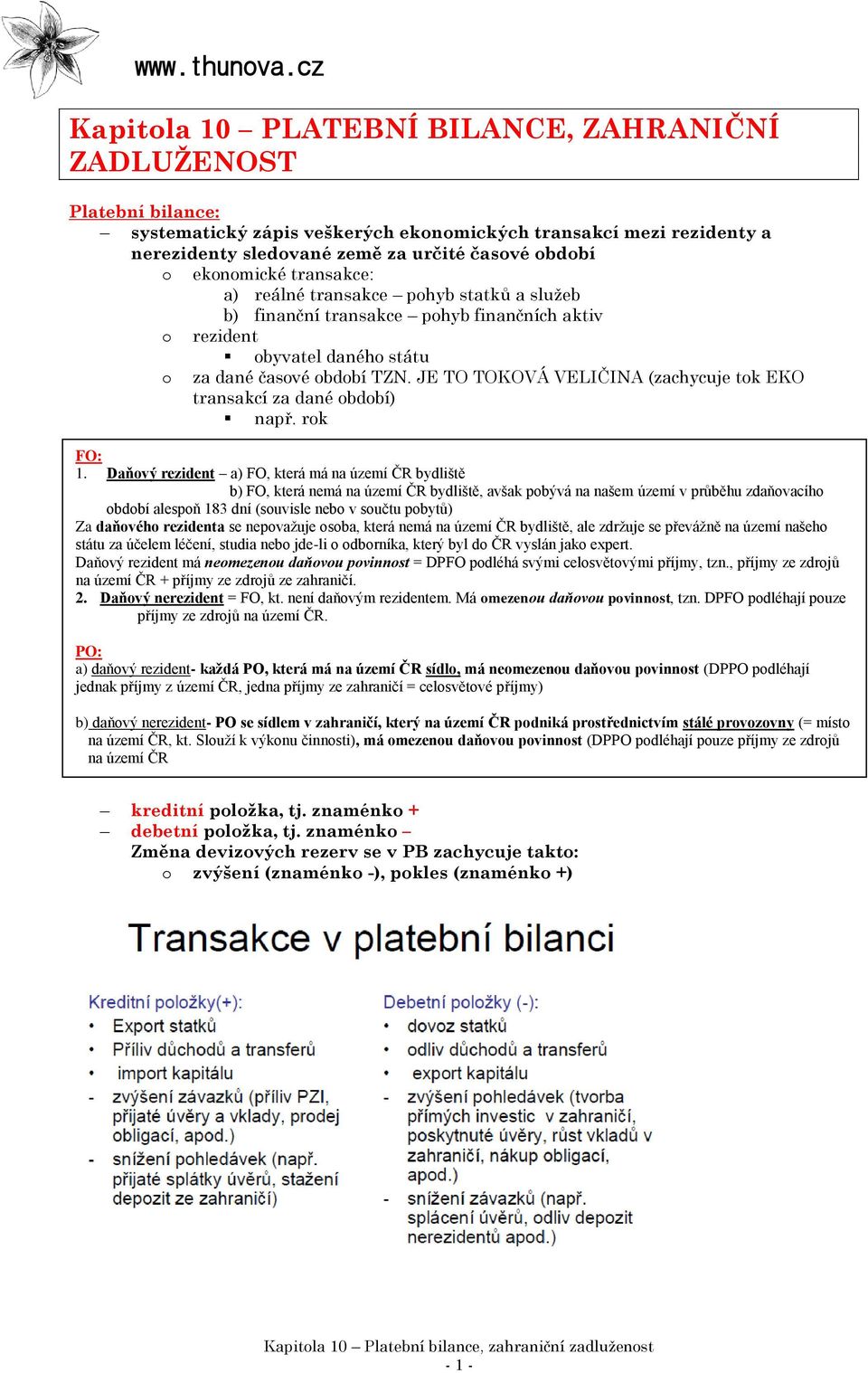 JE TO TOKOVÁ VELIČINA (zachycuje tok EKO transakcí za dané období) např. rok FO: 1.