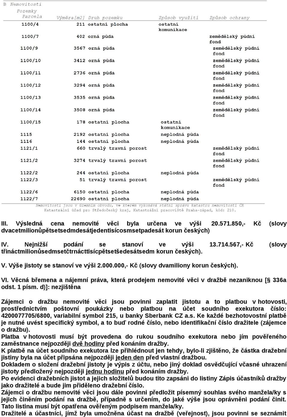 Věcná břemena a nájemní práva, která prodejem nemovité věci v dražbě nezaniknou [ 336a odst. 1 písm.